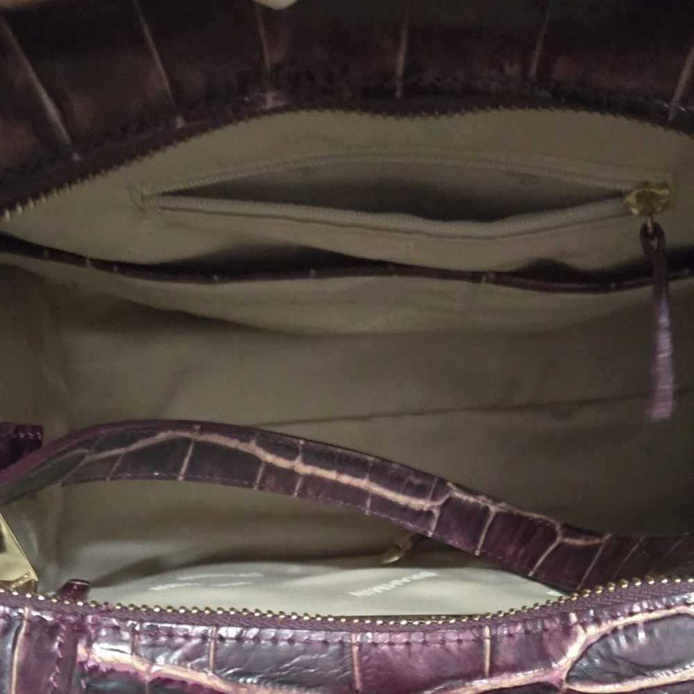 Brahmin Purple Croc Embossed Satchel Bag - Picture 5 of 5